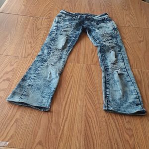 Machine distressed skinny jean dark blue ITALY 39